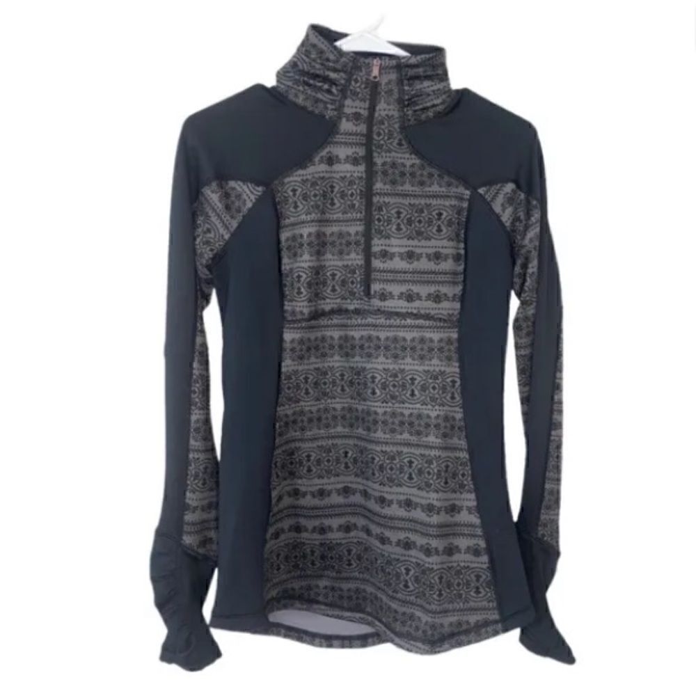 Calia 1/2 Zip Black /Gray Designs Pullover W/Thumb Holes size S